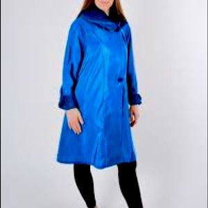 Mycra Pac Short Donatella Raincoat Blue/Ink Reversible Pleated Hood XL New